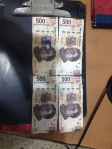 Billetes de 500 pesos falsos