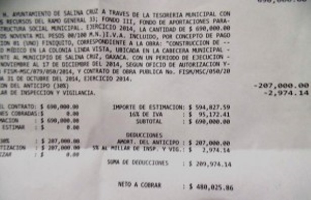 Uno de los documentos del dispensario a sobre precio