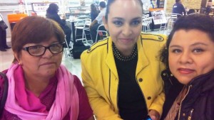 María Josefa Cortés Mosqueda, Araceli Antares Hernández Gámiz y Sofía Emilia Ortiz Cel, tesorera, delegada y subdelegada sindical, denuncian irregularidades del profesor Roberto Villlana Castillejos.